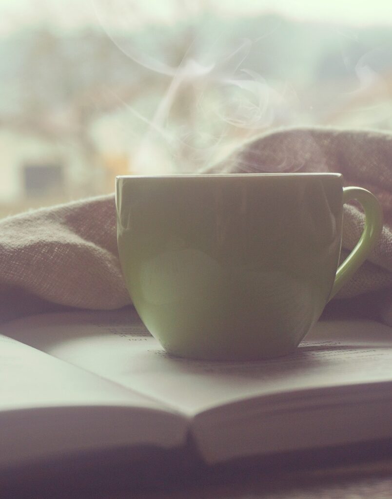 Image of coffee on book